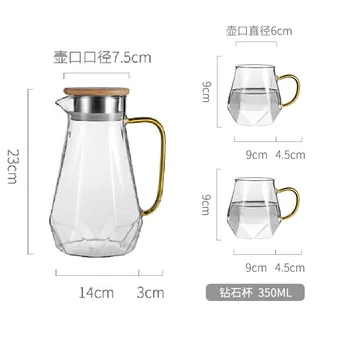 1.8 l קיבולת גדולה זכוכית שקופה מים קנקן עם ידית חום Resisttant קר חם קומקום תה סיר מים, בקבוק מיץ, כד