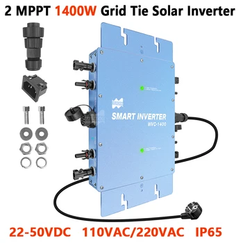 1400W חכם מהפך רשת לקשור השמש Microinverter 2 MPPT גל סינוס טהור מהפך עבור פנל סולארי 22-50VDC קלט IP65 220V 110V