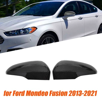 1Pair המכונית מראה אחורית כיסוי לקצץ פורד מונדיאו היתוך 2013-2021 חלקי לנו גרסה צד כנף מראה כיפות ABS סיבי פחמן
