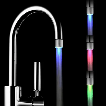 1PC ברז אור LED ברז זרבובית RGB הצבעים משתנים מהבהב טמפרטורה Aerator ברז מים חיסכון מטבח אביזרי אמבטיה