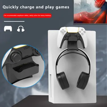 2 ב 1 מטען תחנת עגינה עבור PS5 בקר תושבת מטען,Gamepad אוזניות בעל קיט עם המשחקים אוזניות קולב PS5