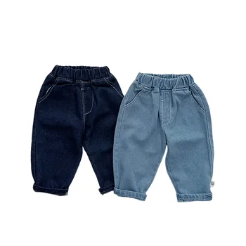 2023 אביב סתיו היילוד בנים ג 'ינס ג' ינס כיס תוקנו חופשי תינוקות בנים מכנסיים תכליתי גומייה פעוטות בנים מכנסיים