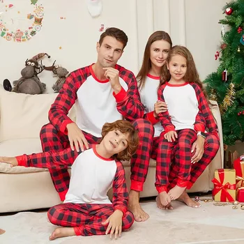 2023 משובץ חג המולד פיג 'מה המשפחה תלבושות תואמות אבא אמא ילדים הלבשת לילה אמא ואני חג המולד פי. ג' יי בגדים חולצות+מכנסיים