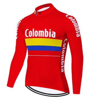 2023 קולומביה רכיבה על אופניים ג ' רזי גברים אופני הרים ללבוש סתיו רכיבה על אופניים ביגוד ארוך אופניים רכיבה על אופניים, חולצות לנשימה יוקרתי Ciclismo