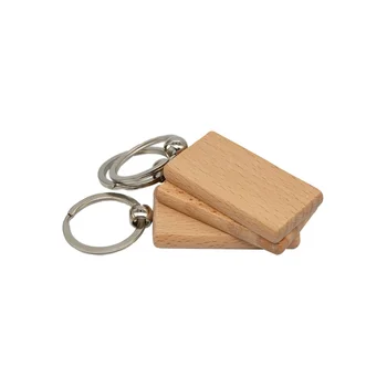 20Pcs חריטת עץ סרק מלבן ריק עץ מחזיק מפתחות עץ סרק על מחזיקי מפתחות (רוחב:1.22 אינץ')