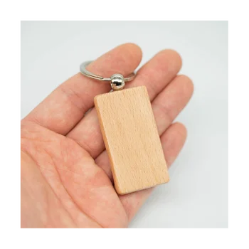 20Pcs חריטת עץ סרק מלבן ריק עץ מחזיק מפתחות עץ סרק על מחזיקי מפתחות (רוחב:1.22 אינץ')