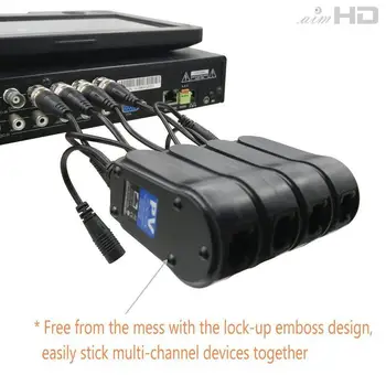 2pcs HD קואקסיאליים זוג שזור משדר וידאו אספקת חשמל 2 ב 1 ניטור רשת, כבל מתאם BNC