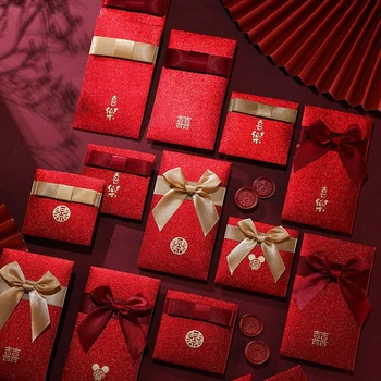 2PCS אדום מזל המעטפה סיני החתונה אספקה בלינג מנות עבור סינית מסורתית נישואין השנה החדשה Hongbao לאורחים
