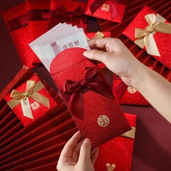 2PCS אדום מזל המעטפה סיני החתונה אספקה בלינג מנות עבור סינית מסורתית נישואין השנה החדשה Hongbao לאורחים