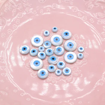 2Pcs טבעי מעטפת כחול יווני עין עין הרע סיבוב חופשי חרוזים DIY ליצירת תכשיטים שרשרת צמיד אביזרים