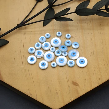 2Pcs טבעי מעטפת כחול יווני עין עין הרע סיבוב חופשי חרוזים DIY ליצירת תכשיטים שרשרת צמיד אביזרים