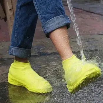 3 צבע בציר אתחול גומי לשימוש חוזר עמיד למים נעלי גשם כיסוי החלקה סיליקון ערדליים מגף כיסוי יוניסקס נעליים אביזרים