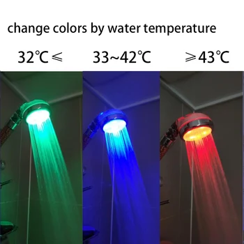 3 צבעים ראש מקלחת לאמבטיה אור LED הטוש חיישן טמפרטורה גבוהה, לחץ גשמים ספא חיסכון במים אביזרי אמבטיה D1