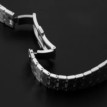 316 נירוסטה כפול הקש פרפר אבזם Watchbands לשיעור 41mm Royal Oak קעורה-קמורה ממשק 15400 15500 26mm