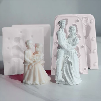 3D כמה סיליקון נר עובש והכלה פונדנט סבון עוגת שוקולד עובש על חתונה, יום האהבה, מתנה קישוט R7UB