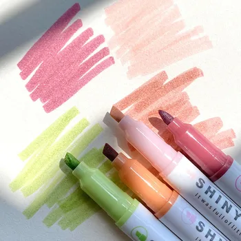 4 צבעים/תיבה נצנצים מדגיש העט סמנים ניאון עטי סימון עטים אמנות סמן יפנית חמוד נייר מכתבים של בית הספר