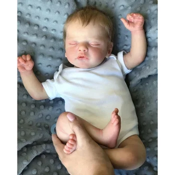 45cm סיים בובה מחדש סם שינה לתינוק הנולד 3D ציור רב-שכבתיים מציאותי בובה יד מושרש שיער ביבי מחדש
