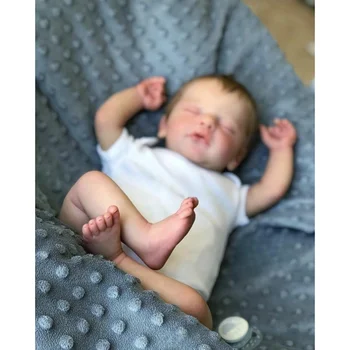 45cm סיים בובה מחדש סם שינה לתינוק הנולד 3D ציור רב-שכבתיים מציאותי בובה יד מושרש שיער ביבי מחדש