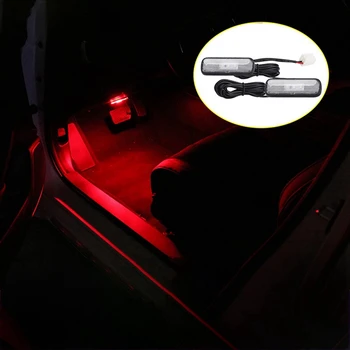 4PCS המכונית אור LED פנים האווירה אור קישוט מנורה הסביבה הרגל אור על הונדה סיוויק 10 2018-2020 אדום
