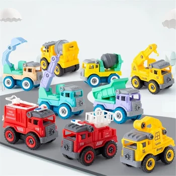 4pcs ילדים DIY בניית צעצועים הנדסת רכב כיבוי אש בורג לבנות לפרק דגמי הרכב כיף מתנות לילדים ילדים