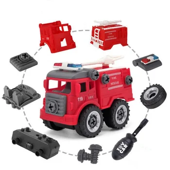 4pcs ילדים DIY בניית צעצועים הנדסת רכב כיבוי אש בורג לבנות לפרק דגמי הרכב כיף מתנות לילדים ילדים