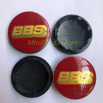 4PCS סגסוגת BBS 65MM גלגל מרכז כובעי סמל התג האדום זהב סיבי פחמן דפוס