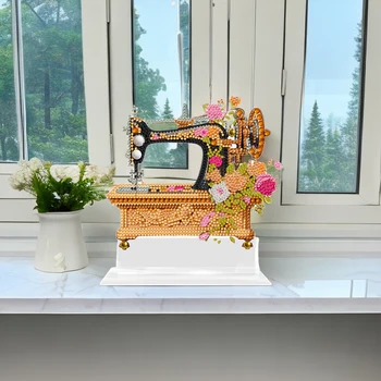 5D DIY יהלום ציור קישוט מכונת תפירה קריסטל ציור שולחן העבודה קישוט שולחן העבודה קיט עבור המשרד הביתי עיצוב שולחן העבודה