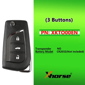 5PCS/LOT XHORSE XKTO00EN X008 עבור טויוטה שלט-רחוק מפתח XKTO00EN 3 כפתורים על VVDI מיני כלי מפתח