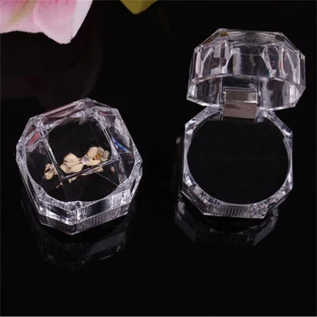 5pcs שקוף קריסטל קופסה של טבעת 4x4cm אקריליק קופסה של טבעת עגילים קופסת תכשיטים הסיטוניים