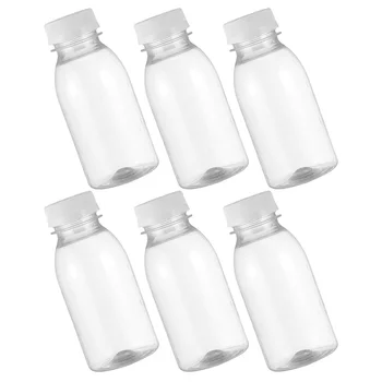 6 יח ' מיני מיכלי פלסטיק בקבוק חלב מיני בקבוקי פלסטיק מכסים לשימוש חוזר מים ריקים מחמד נייד מיץ קטנים