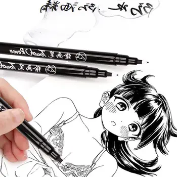 6pcs אמנות קומיקס קריקטורה ציור שחור בסדר אניה עט תלמיד כתיבה מתנה הספר לציוד משרדי מכחול כלי כתיבה