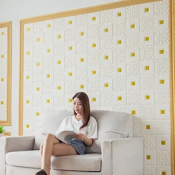 70cm*10m 3D סטריאו מדבקות קיר עצמית קצף דבק לוח הטפט חדר השינה קישוט הבית