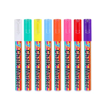 8-צבעים על בסיס מים מדגיש להגדיר Wipeable ללא אבק נוזלי ילדים יצירתיים גרפיטי לוח זכוכית זורח עט