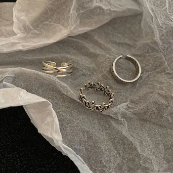 Austyn טבעות סטים לנשים Aesthatic גראנג ' בציר פתח טבעת אופנה זנב טבעת לגברים מתכווננת שני רינג רינג גברים