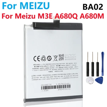 BA02 3100mAh חדש קיבולת גבוהה Batterie עבור Meizu M3E A680Q A680M Meilan E ליתיום טלפון באיכות גבוהה סוללה Li-polym Bateria