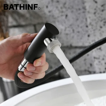 BATHINF מפעל ספק עכשווי אמבטיה Chrome ידית אחת למשוך החוצה חמים וקרים פליז אגן ברז