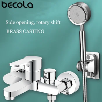 Becola מערכת מקלחת, בית קיר רכוב מקלחת, חדר רחצה מודרני מקלחת להגדיר, פליז, חומר, חם וקר משולב