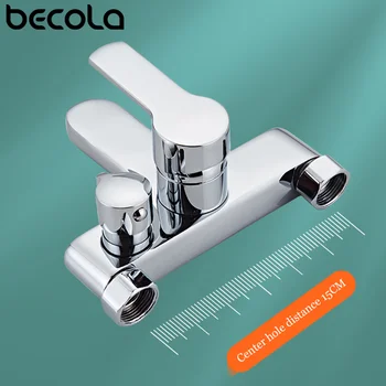 Becola מערכת מקלחת, בית קיר רכוב מקלחת, חדר רחצה מודרני מקלחת להגדיר, פליז, חומר, חם וקר משולב