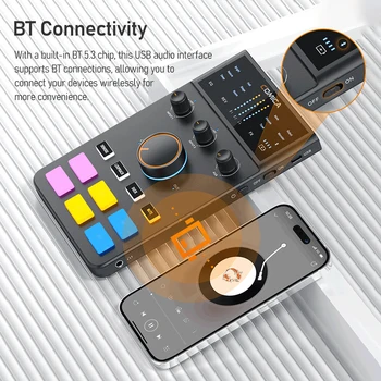 COMICA אודיו מיקסר אודיו USB ממשק כרטיס קול עם 3.5 מ 