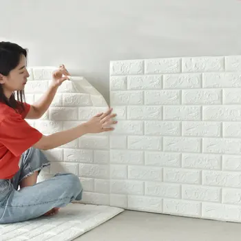 DIY מדבקות קיר 3D עצמית דבק טפטים הביתה יצירתי רקע הטלוויזיה קצף קיר לבנים דקורטיבי עמיד למים קיר מדבקה