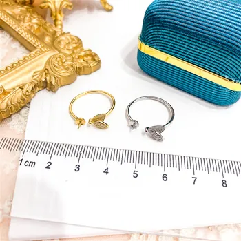 DIY פרל אביזרים S925 כסף סטרלינג הטבעת קבוצה ריקה K מהדורת זהב טבעת תכשיטי כסף עם סט 6-9 מ 