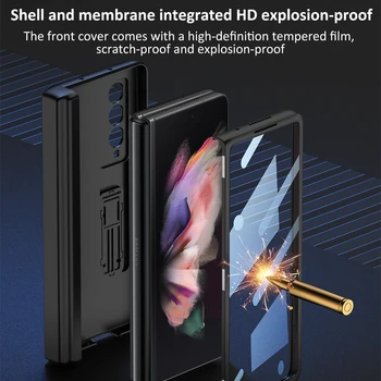 GKK מגנטי עור מסך זכוכית הכל-כלול כיסוי עבור Samsung Galaxy Z קיפול 3 העט מקרה מחזיק במקרה את הטלפון לגלקסי Z Fold3