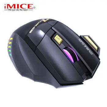 IMICE7 כפתור לחיצה כפולה חינם 2.4 G אילמת נטענת צבעוני נושמת אור אלחוטית המשחק עכבר מחשב, ציוד היקפי