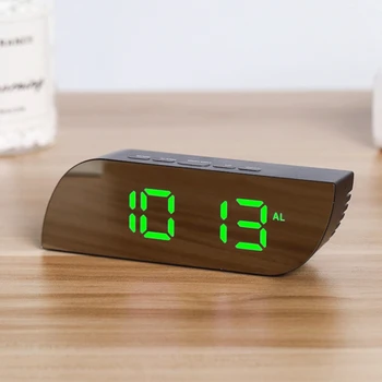LED אלקטרוני דיגיטלי שולחני שעון נודניק מראה השעון המעורר זמן תצוגת טמפרטורה קישוטי בית דיגיטלית שעון מעורר 1pc