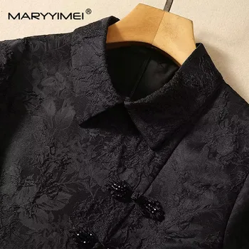 MARYYIMEI מעצב האופנה הקיץ של נשים שמלה קצרה שרוולים אקארד תחרה שחור אלגנטי בציר שמלות