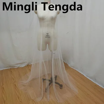 Mingli Tengda טול פרספקטיבה הצעיף שני חלקים גלימה עם כובע בהזמנה אישית ' קט צווארון העליונית שרוולים ארוכים בולרו החתונה