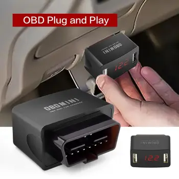 Mini Dual USB מטען מתאם OBD המכונית טעינה אוניברסלי 12V 24V LED מתח תצוגה מטען לרכב שקע טעינה מהירה כוח