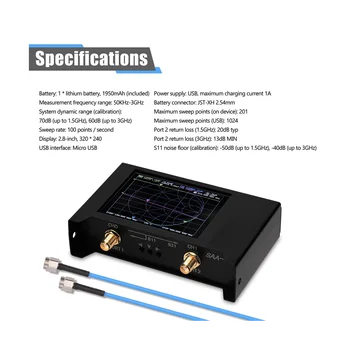 NanoVNA V2 2.8 אינץ TFT מסך מגע 3G וקטור Network Analyzer SAA2 גלים קצרים אנטנה מנתח HF VHF Network Analyzer