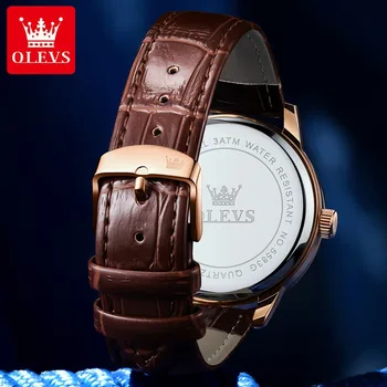 OLEVS 5583 עמיד למים אופנה גברים שעון יד סגסוגת רצועת קוורץ שעונים לגברים