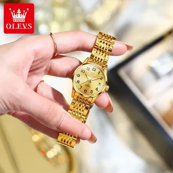 OLEVS 6666 פשוט נשים אופנה יוקרה אוטומטית שעונים עמיד למים עבור נשים גברת שעון מכאני שעון יד